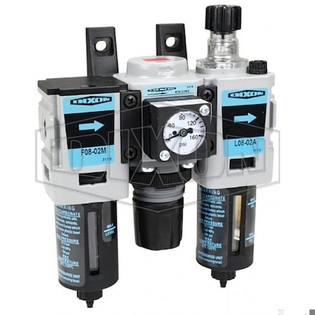 Dixon Wilkerson by Miniature Combination Unit with Guard, 1/4 in NPT/BSPP-G Port, 44 SCFM Flow Rate, 150 p C08-02M